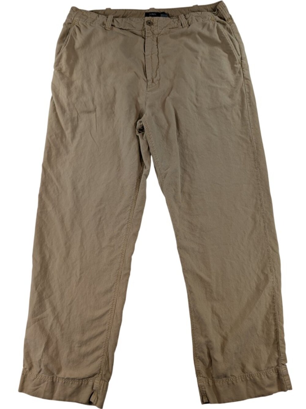 J. Crew Khaki Chino Pants Mens 38x32 Tan Brown Linen Cotton Blend Trousers